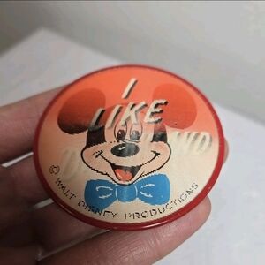 Disney Black Mickey Mouse Ears with Red Patch Hologram Pin Vintage Youth